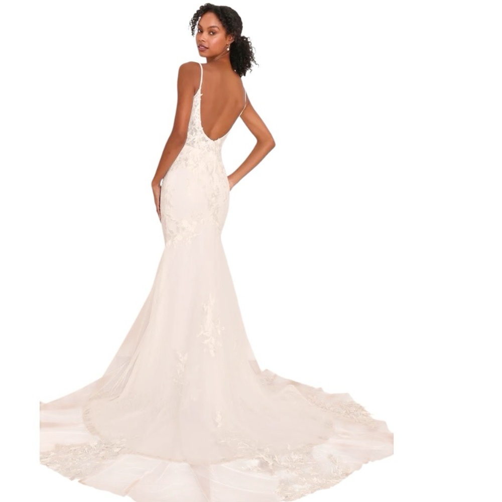 Lulus Everlasting Affection White Lace Backless Mermaid Maxi Dress